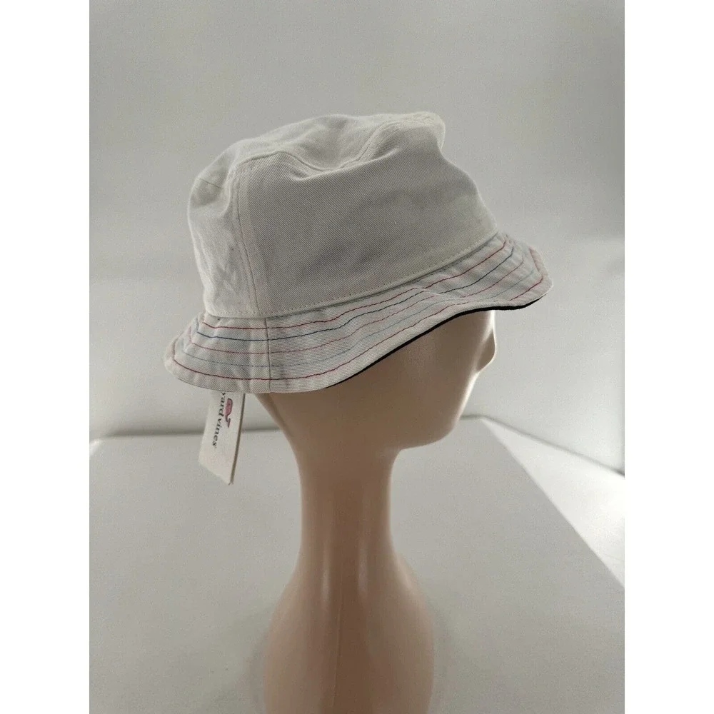 Vineyard Vines Girls Reversible Bucket Hat Deep Bay One Size Rainbow Stitching‌